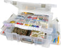 ArtBin 6981AB Super Satchel Deluxe Divided Base, Large Portable Art & Craft Organizer with Drawers, [1] Plastic Storage Case, Clear