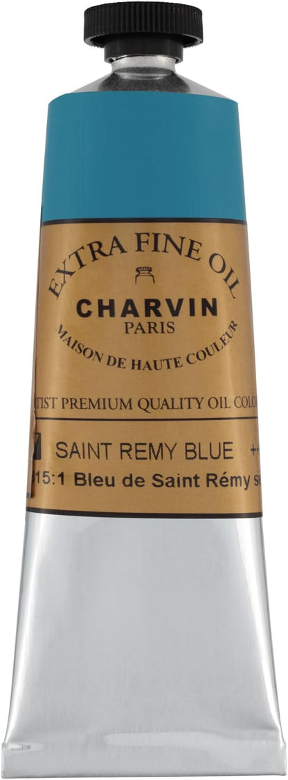 Charvin Extra Fine Oil Paint, Saint Remy Blue 60 ml - Triple-Milled, Rich Texture, Poppy Oil-Based, Light-Fast, Handmade, Archival Quality