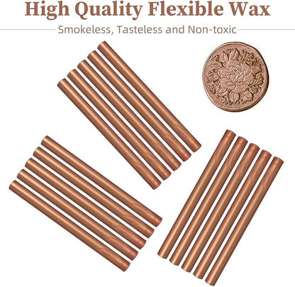 Wax Seal Sticks, Afobby 15 Pieces Glue Gun Sealing Wax Sticks for Wax Seal Stamp, Red Copper Wax Sealing Sticks for Wedding Invitations, Cards, Envelopes