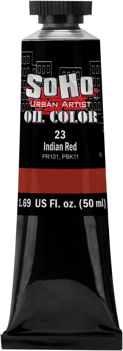 Soho Urban Artist Oil Paint - Indian Red, 50 ml Tube - Best Valued Oil Colors for Painting, Excellent Pigment Load