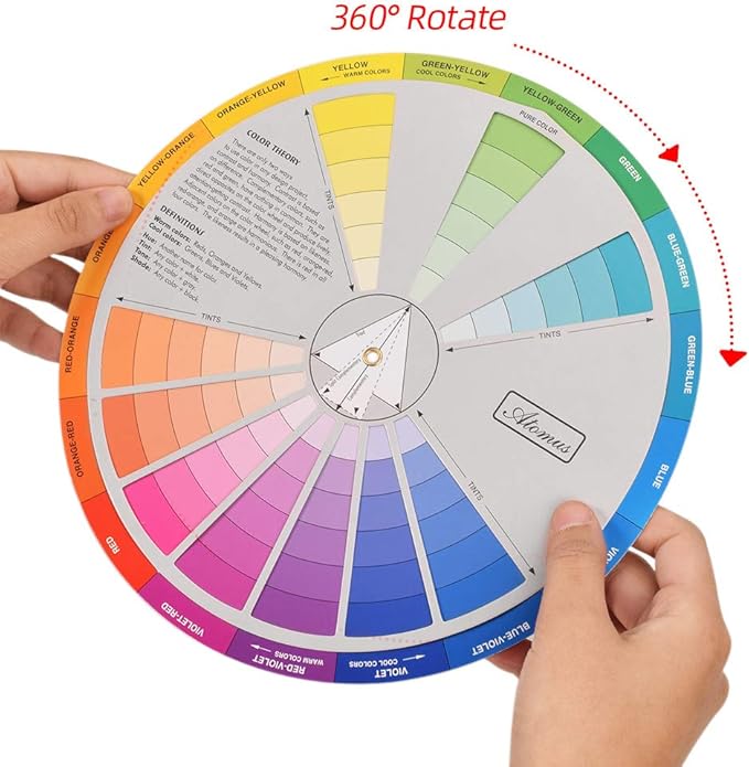 Creative Color Wheel, Paint Mixing Learning Guide Art Class Teaching Tool for Makeup Blending Board Chart Color Mixed Guide Mix Colours (9.25inch)