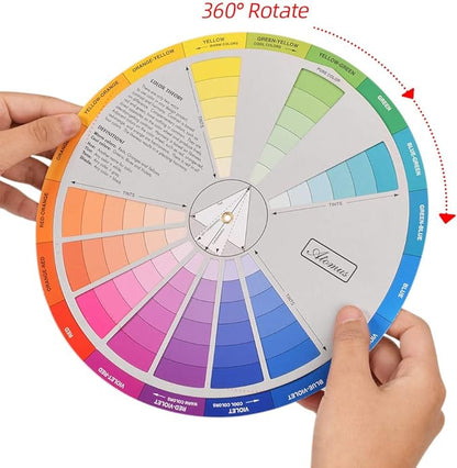 Creative Color Wheel, Paint Mixing Learning Guide Art Class Teaching Tool for Makeup Blending Board Chart Color Mixed Guide Mix Colours (9.25inch)