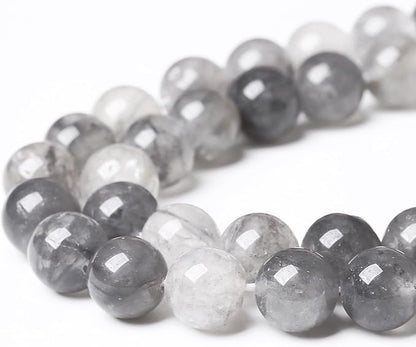 45pcs 8mm Natural Grey Cloud Crystal Stone Beads for Jewelry Making Energy Healing Power Stone Beads DIY Bracelet Necklace Accessories 15"(8mm, Grey Cloud Crystal)