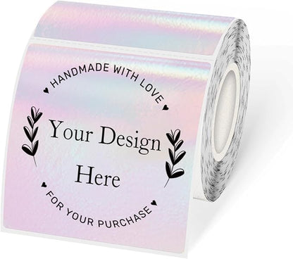 Transparent Square Thermal Label Stickers 3" x 3", Clear Direct Thermal Stickers Labels, Self-Adhesive Thermals Label for Small Business-Transparent Pink