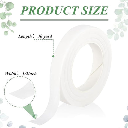 Phinus 9 Rolls Floral Tape, 1/2 Inch x 30 Yard Flower Tape, Green Floral Tape for Floral Crafts Supply, Bouquet Stem Wrapping, Wedding Bouquet (White)