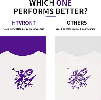 HTVRONT HTV Heat Transfer Vinyl Bundle: 24 Pack 12"x12" Purple Iron on Vinyl Sheets for T-Shirt (1 PTFE Sheet Included), Purple PU HTV Vinyl Easy to Cut & Weed for Heat Design