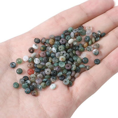 Natural Indian Agate Disk Stone Beads 4x2mm 160pcs Rondelle Loose Semi Gemstone Beads for Jewelry Making Design
