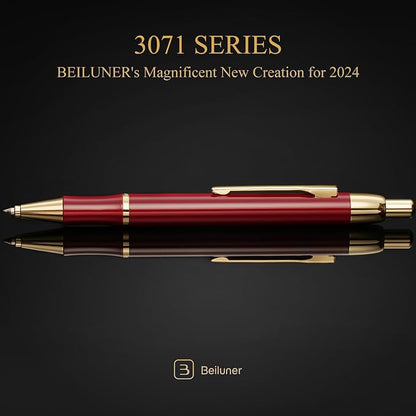 BEILUNER Luxury Gel Pen with 24K Gold Electroplating Finish, Red Piano Lacquer, Luxury Grade Craftsmanship, Best Gel Pen Gift Set for Men and Women