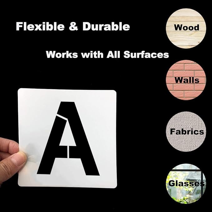 Alphabet Letter and Number Stencils 3 Inch - 40 Pack Letters and Numbers Stencil Templates with Signs for Painting on Wood, Reusable Number and Letter Stencils for Chalkboard Signs & Wood Wall Art