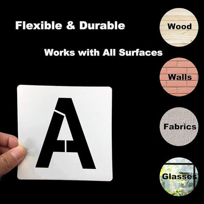 Alphabet Letter and Number Stencils 5 Inch - 40 Pack Large Letters and Numbers Stencil Templates with Signs for Painting on Wood, Reusable Letter Stencils for Chalkboard Signs & Wood Wall Art