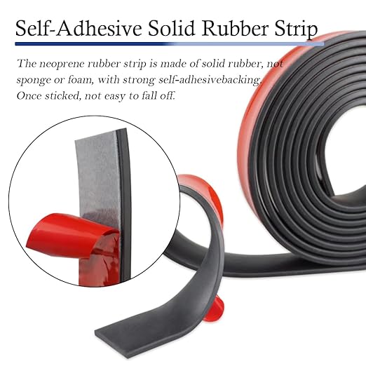 Neoprene Rubber Strips Self Adhesive Solid Rubber Sheets, Rolls & Strips for DIY Gaskets Crafts Pads Seals Warehouse Flooring Neoprene Sheet with Adhesive Backing (2" Wide x 1/5" Thick x 10' Long)