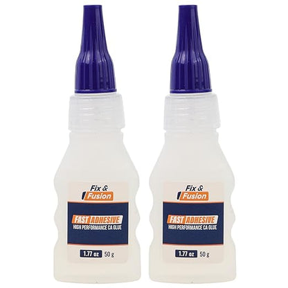 FIX & FUSION Ca Super Glue (1.77 Oz), Fast Adhesive/Cyanoacrylate Glue for Woodworking, Plastic, Rubber, Granite, DIY & Industrial, (2 Pack)