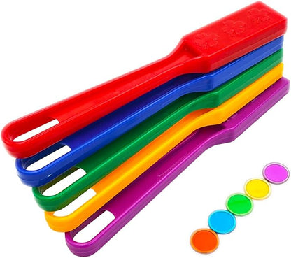 Magnetic Bingo Wand, 5-Pack & 500 Metal Chips, 5 Colors - Large Group Game, Family Night, Sensory Activity, Educational Science Tool
