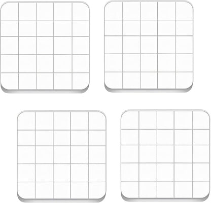 4PCS Acrylic Stamp Block,Square Acrylic Stamping Blocks, with Grid Lines, Clear Stamp Block, for DIY Crafts, Scrapbooking, Card Making, Decorations and Stamping Projects