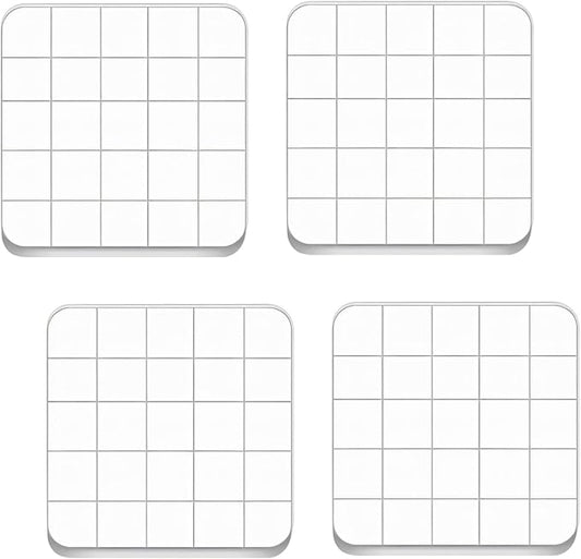 4PCS Acrylic Stamp Block,Square Acrylic Stamping Blocks, with Grid Lines, Clear Stamp Block, for DIY Crafts, Scrapbooking, Card Making, Decorations and Stamping Projects