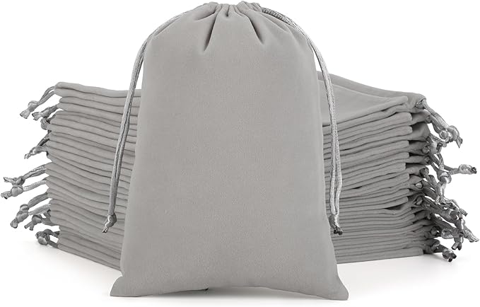 Velvet Drawstring Jewelry Bag, 50Pcs Grey Dice Bag, 5x7 Tarot Card Pouch, Or Wrapping Halloween Party Favors, Mojo, Small Bussiness, Jewelry, Bracelet, Customers