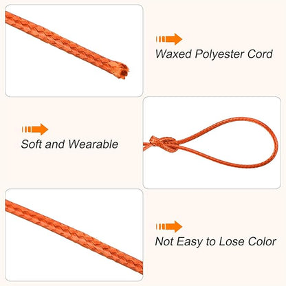 MECCANIXITY Waxed Cord 1.5mm Waxed Polyester Cord 175 Yard Wax String for Bracelet Making,Necklaces, Beading,Jewelry Making and DIY Crafts(Orange)