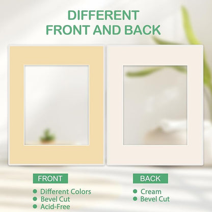 Prudiut 15 Pack 11x14 Picture Mats, Mixed Colors Frame Mattes for 8 x10 Pictures Photo Frame Mat Core Bevel Cut Mat Board Show Kit for Photos, Prints, Artworks