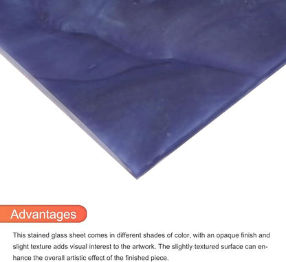 MECCANIXITY 2 Pcs Stained Glass Sheet Mosaic Tile 7.9 Inch x 5.9 Inch Deep Blue Stained Glass Sheets for Crafts DIY Art Project