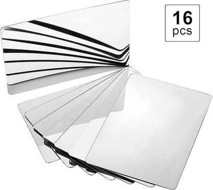 Marsui 16 Pieces Shatter Proof Plastic Mirror Craft 4 x 6 Inch Small Mirror Tiles Bulk with Soft Round Corners Double Sided Protective Film Reflector Sheets Art Craft Supply for Bathroom Home Decor