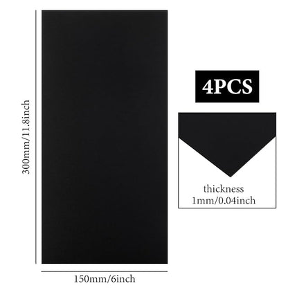 4PCS 6 x 12 x 1/25 (0.04”) Inch Anodized Aluminum Sheet, Black Aluminum Engraving Blanks, 1MM Thin Metal Plates for Laser Engraving, Crafting, DIY, House Decoration