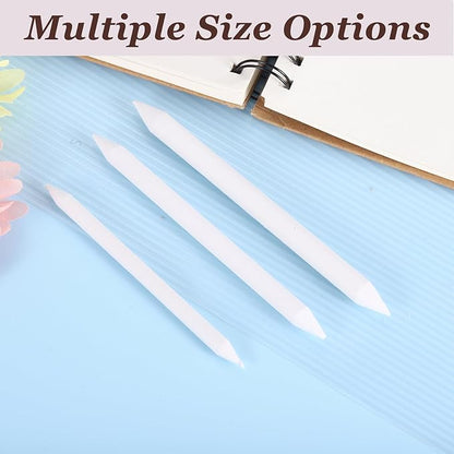 MECCANIXITY Blending Stumps for Drawing, Tortillions Paper Art Blenders Sticks Pencils Sketch Drawing Tools for Artist Charcoal Sketch Shading Oil Pastel (White, Pack of 3)