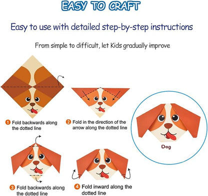 Origami Kit for Kids Ages 5-8 8-12, with Guiding Book, 98 Sheets Paper with 47 Patterns, DIY Art and Craft Projects, Beginners Children's Day Gift Boy Girl