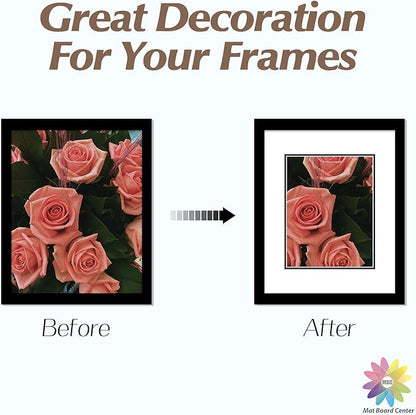 Mat Board Center, Double Mat - Acid Free, 8-ply Thickness, White Core - for Pictures, Photos, Framing (White Over Black, 16x20 for 11x14, Pack of 5)