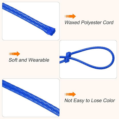 MECCANIXITY Waxed Cord 1.5mm Waxed Thread 87 Yard Wax String Leather Cord for Bracelet Making, Necklaces, Beading, Jewelry Making and DIY Crafts(Bright Blue)