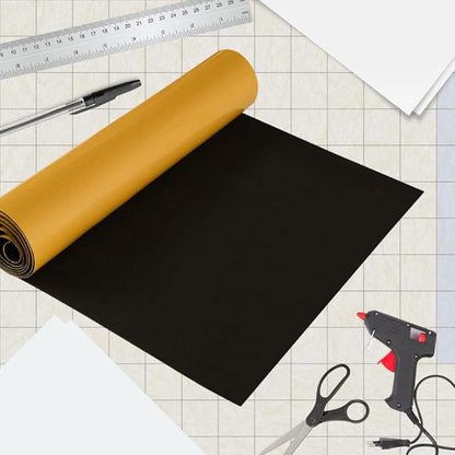 Premium High Density EVA Foam Sheet with Adhesive Backing 15” x 59” Black Foam Mat - Craft Foam Sheet for Cosplay Costume, Crafts, Padding, DIY Projects and Insulation Weather Stripping Sheets Roll