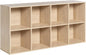 Wooden 8-Cube Storage Organizer with Closed Back Panel, 11in Cube Shelf Opening, Bookshelf, Display Shelf,Closet Cabinet for Home and Office,White Oak