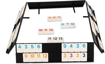 NOLIE 106 Tiles Rummy Cube Game Set with Aluminum Case and 4 Anti-Skid Durable Trays for 2-4 Players