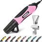ROMECH 350W Heat Gun with 2 Nozzles, Dual Temp Heat Gun 400°F-660°F, Fast Heat Hot Air Gun with Overload Protection for DIY Craft Embossing Shrink Wrapping (Pink)
