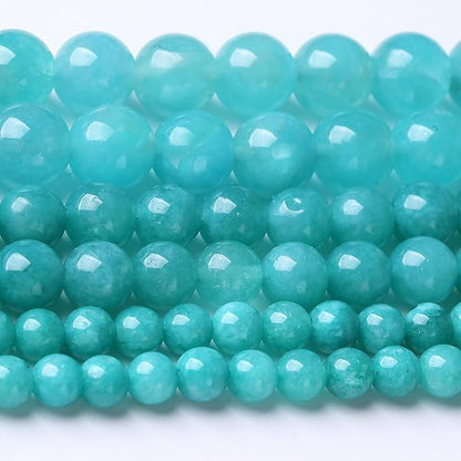 90PCS 4MM Lake Blue Chalcedony Natural Gemstone Round Stone Beads for Jewelry Making DIY Energy Stone Healing Power Bracelet 15"