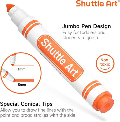 Shuttle Art 216 Pack Washable Markers, 8 Assorted Colors Broad Line Conical Tip Large Markers Bulk with a Box, Bonus Caps, Home Classroom School Supplies for Toddlers Kids Adults Students Teachers…