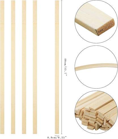 100pcs 15.7x0.35 Inch Strong Natural Bamboo Sticks, Wooden Craft Sticks, Extra Long Sticks, Wood Strips for Craft Projects