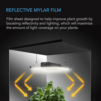 AC Infinity Mylar Film Roll 4' x 50', Reflective PET Foil Sheet, 2 mil Thick Tear-Resistant Cover Vapor Barrier for Greenhouses, Patio, Gardens, and DIY Grow Rooms