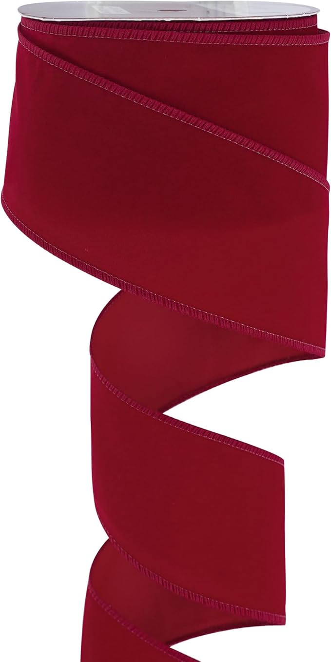 MEEDEE Red Velvet Ribbon - 2.5 Inch Wide, Wired, 25 Yards Spool - Velvet Christmas Ribbon for Tree, Wreaths, Bows