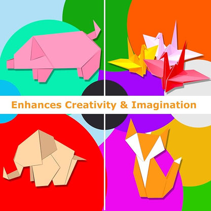 Origami Paper 300 Sheets, 20x20 cm/8 Inch Large Double Sided, 200 Sheets 20 Colors Origami Paper and 100pcs Self-adhesive Wiggle Eyes Sets for Kids DIY School Arts Crafts Adults