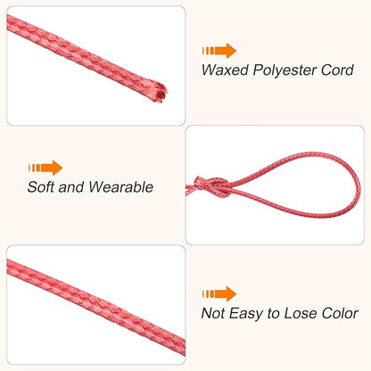 MECCANIXITY Waxed Cord 1.2mm Waxed Polyester Cord 175 Yard Wax String for Bracelet Making,Necklaces, Beading,Jewelry Making and DIY Crafts(Watermelon Red)