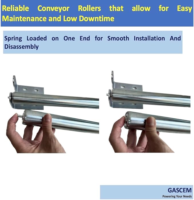 Long Roller with Bracket Set | 16" Length, 1.5" Diameter | Galvanized Steel | Versatile Support for Roller Stands, Woodworking, and Conveyors | Pack of 2