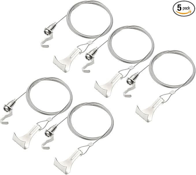 uxcell 5Pcs Picture Hanging Wire Kit, 3 m x 1.5 mm Heavy Duty Picture Hangers Adjustable Wire Rope with S-Hooks and Loop, Load 35kg/77.1 lbs for Hanging Mirrors Light Lamp Artwork