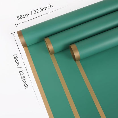 FUHITIM 20 Sheets Flower Wrapping Paper - Waterproof Floral Bouquet Packaging Paper for DIY Crafts，Florist Supplies Packaging Paper for Wedding Birthday Gift(Emerald Green)