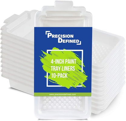 Precision Defined Paint Trays, Paint Roller Trays Liner, Plastic Paint Pan for Roller Brushes, Painting Tray for Painting with Deep Paint Pocket (Paint Tray Liner (10-Pack), 4-inch)