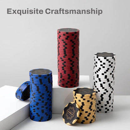 SLOWPLAY Nash Clay Poker Chips, 14 Grams Heavyweight Clay Composite, 40mm Large Chips in Bulk, Pack of 50 with Denomination of 25