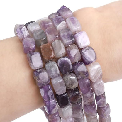 Natural Amethyst Cuboid Stone Loose Semi Gemstone Beads for Jewelry Making 8mmx12mm 38cm/Strand
