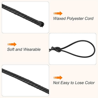 MECCANIXITY Waxed Cord 1.2mm Waxed Polyester Cord 175 Yard Wax String for Bracelet Making,Necklaces, Beading,Jewelry Making and DIY Crafts(Black)