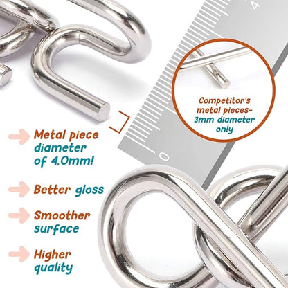 Brain Teasers Metal Puzzles for Kids and Adult, Mind, Logic and Game Test Toy for Teens, Disentanglement 3D Coil Cast Wire Chain Intelligence Toy for Party & Office, Best Puzzle Travel Games (Easy)