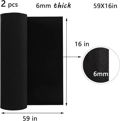 AMZQNART 2Pcs EVA Foam 6mm, Cosplay Foam 16x59 inch Black, High Density 90 kg/m³, for Craft Projects Cosplay Costumes, Fake Weapons, Decorations, Christmas, Easter, Thanksgiving, etc.