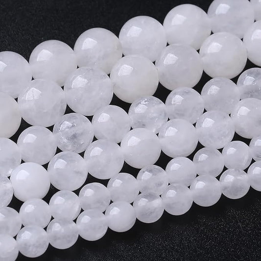 32PCS 12MM White Chalcedony Stone Beads Energy Healing Beads for DIY Jewelry Bracelet Necklace Making for Jewelry Making 15Inch